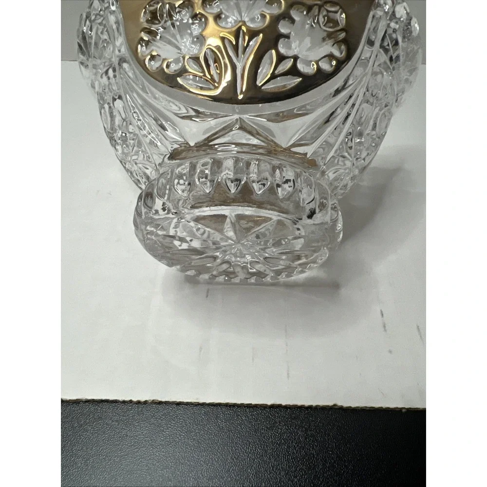 Anna Hutte Bleikristall 24% Lead Crystal Basket Gold & Clear Germany